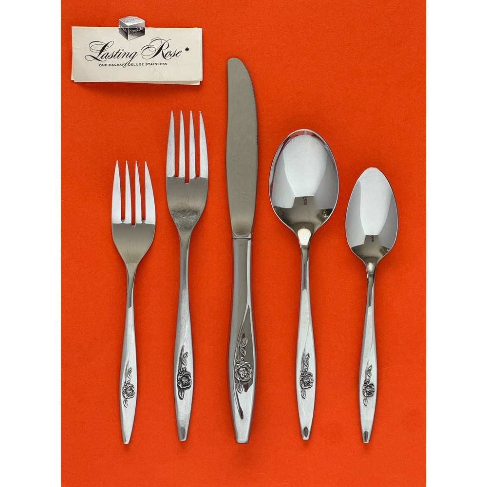 Oneidacraft LASTING ROSE 5-pc Place Setting Deluxe Stainless Mirror Floral